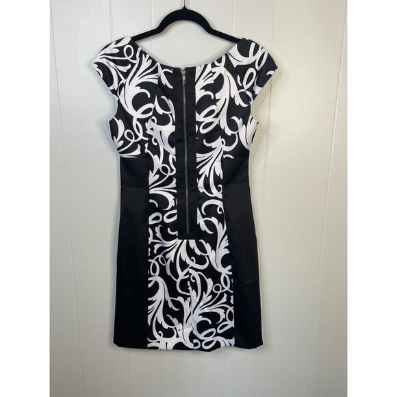 London Times Womens Black & White Cap Sleeve Dress Size 8 - Picture 2 of 4